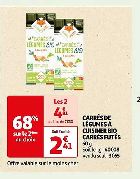 carrés de légumes à cuisiner bio carrés futés