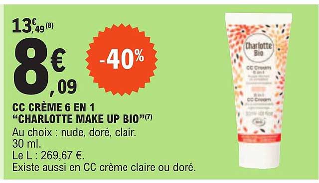 cc crème 6 en 1 "charlotte make up bio"