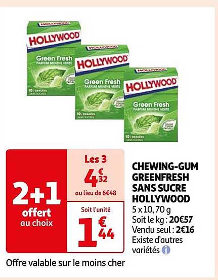 chewing-gum greenfresh sans sucre hollywood