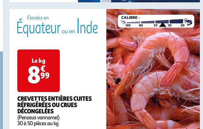 Crevettes Entières Cuites Réfrigérées Ou Crues Décongelées