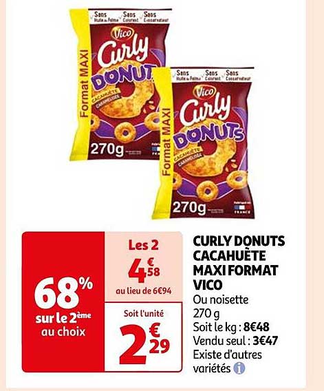 curly donuts cacahuète maxi format vico