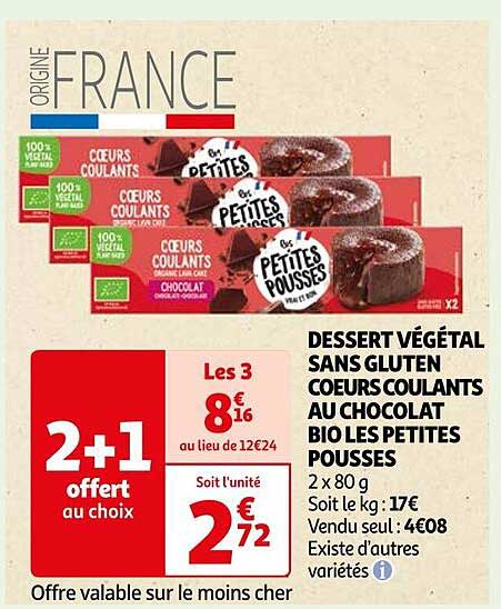 dessert végétal sans gluten cœurs coulants au chocolat bio les petites pousses