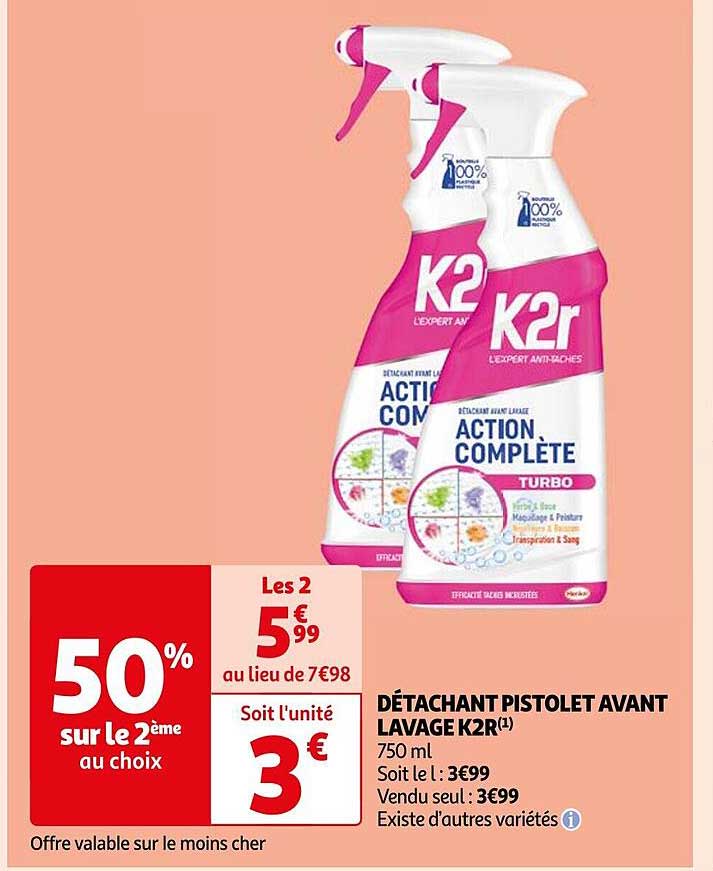 détachant pistolet avant lavage k2r