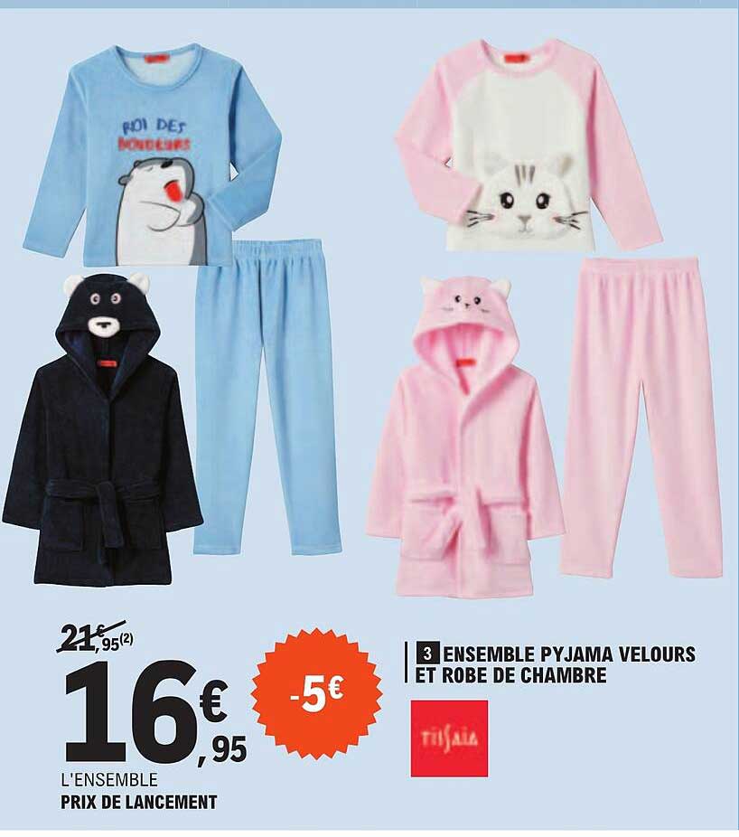 Ensemble Pyjama Velours Et Robe De Chambre Tissaia