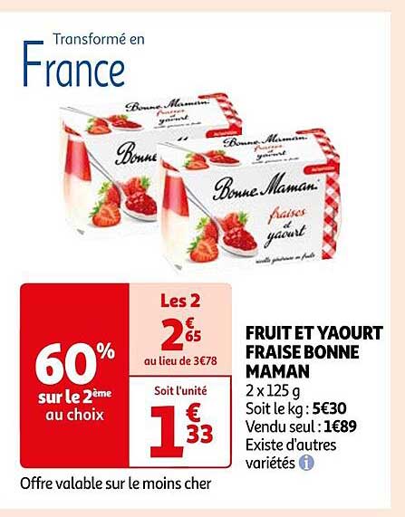 fruit et yaourt fraise bonne maman