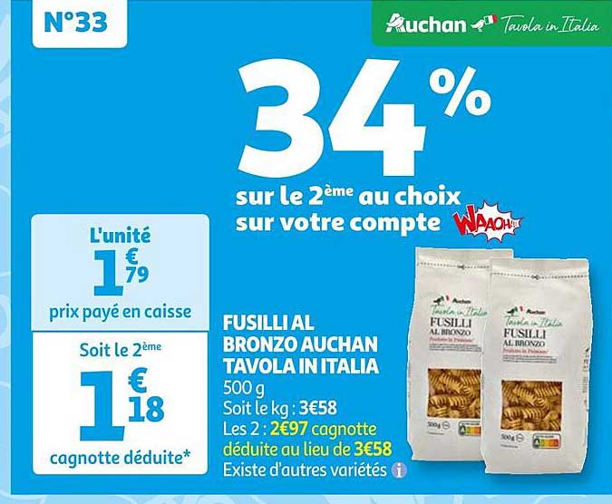 fusilli al bronzo auchan tavola in italia