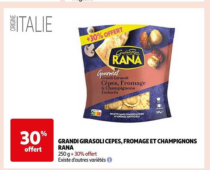 grandi girasoli cepes, fromage et champignons rana