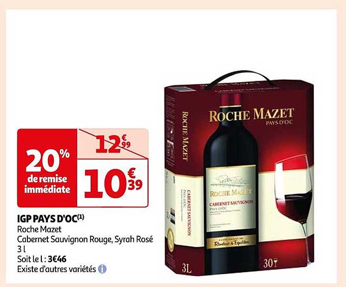 igp pays d'oc roche mazet cabernet sauvignon rouge, syrah rosé