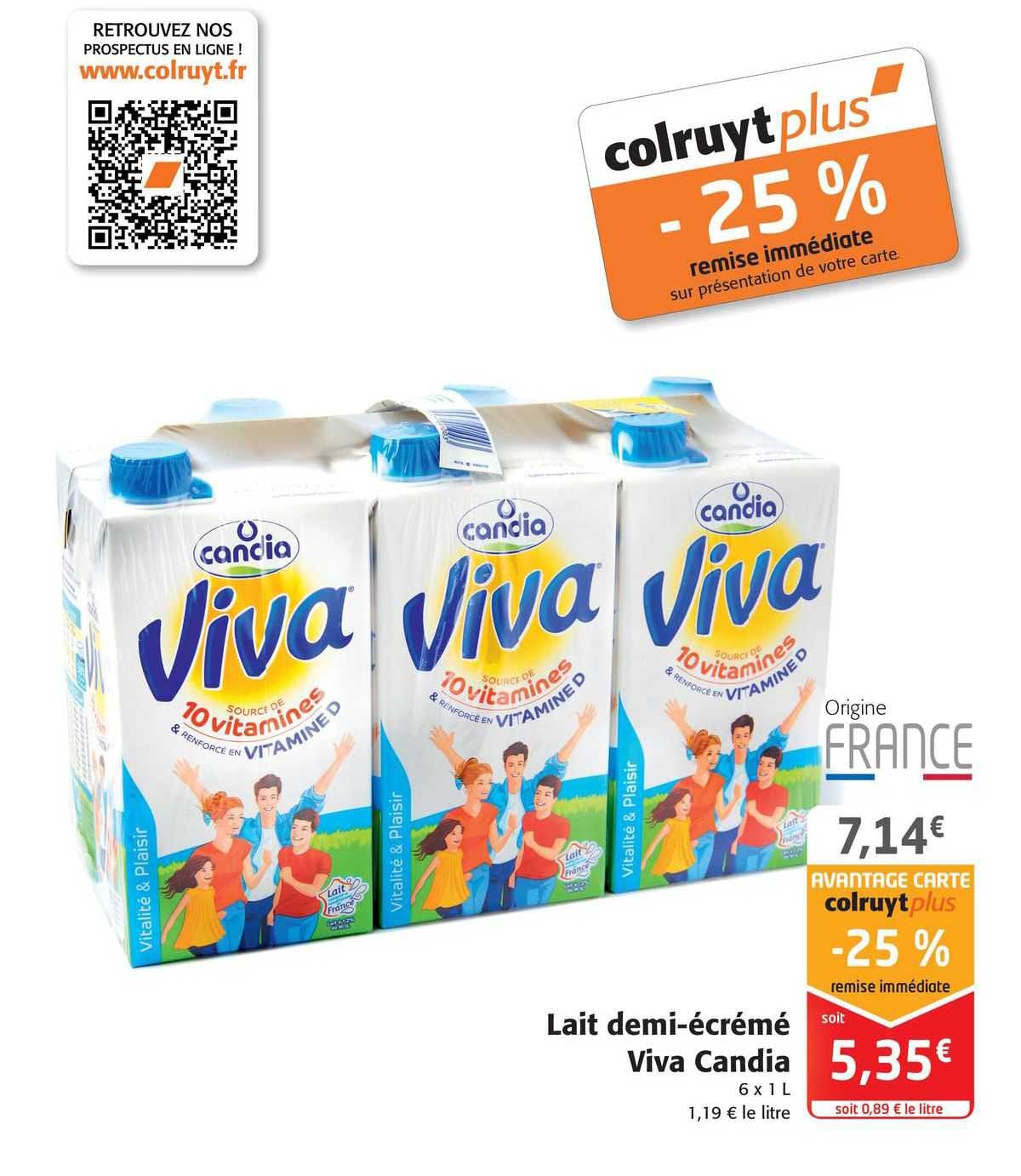 lait demi-écrémé viva candia