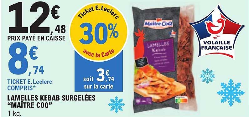 lamelles kebab surgelées "maître coq"