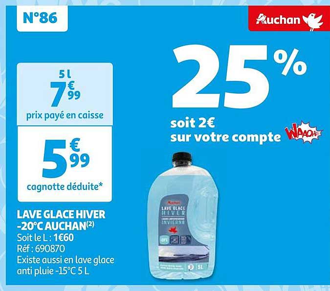 lave glace hiver -20°c auchan