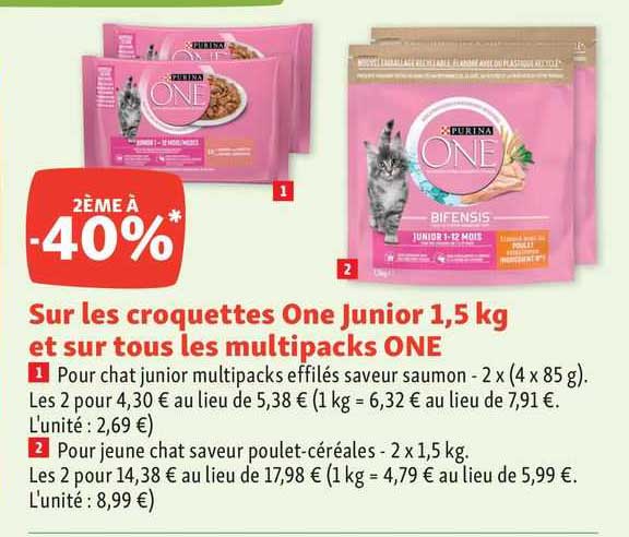 Les Croquettes One Junior 1,5 Kg Et Les Multipacks One