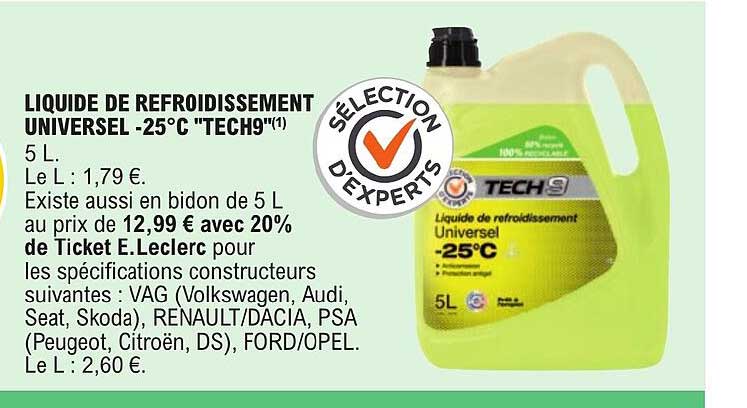 Liquide De Refroidissement Universel -25°c "tech9"