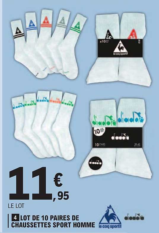 lot de 10 paires de chaussettes sport homme le coq sportif