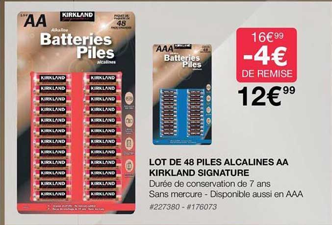 Lot De 48 Piles Alcalines Aa Kirkland Signature