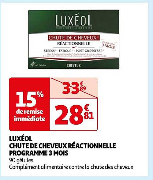 luxéol chute de cheveux réactionnelle programme 3 mois
