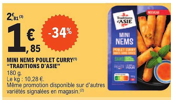 mini nems poulet curry "traditions d'asie"