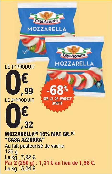 mozzarella 16% mat. gr. "casa azzurra"
