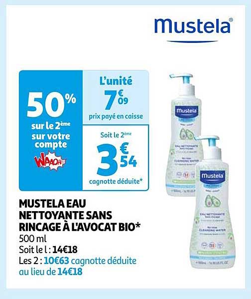 mustela eau nettoyante sans rinçage à l'avocat bio