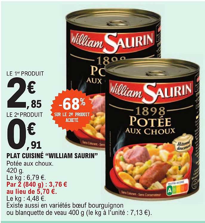 plat cuisiné "william saurin"