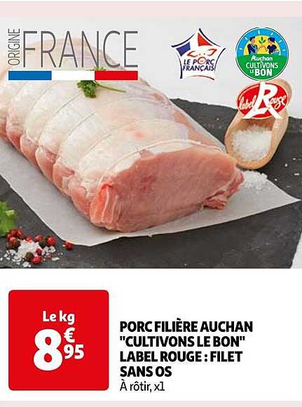Porc Filière Auchan "cultivons Le Bon" Label Rouge : Filet Sans Os