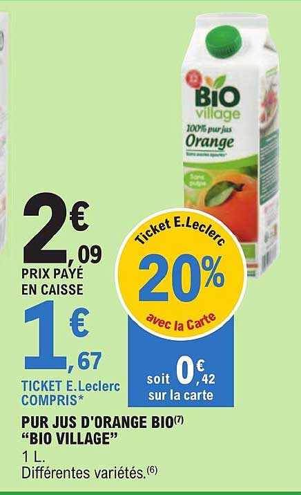 Pur Jus D'orange Bio "bio Village"