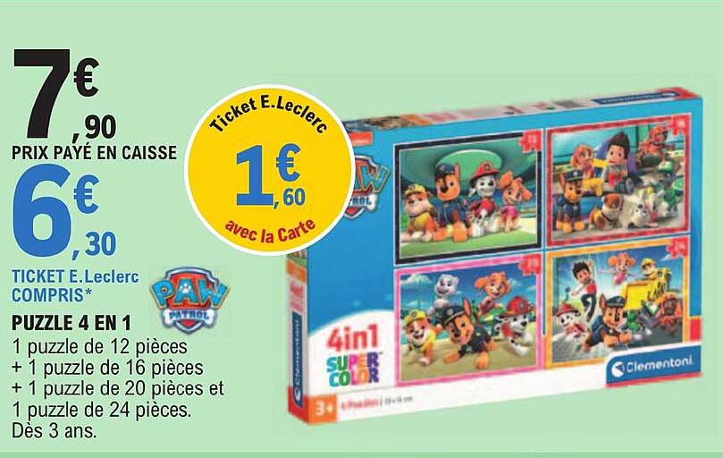 puzzle 4 en 1 paw patrol