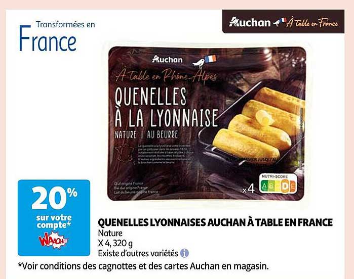 quenelles lyonnaises auchan à table en france