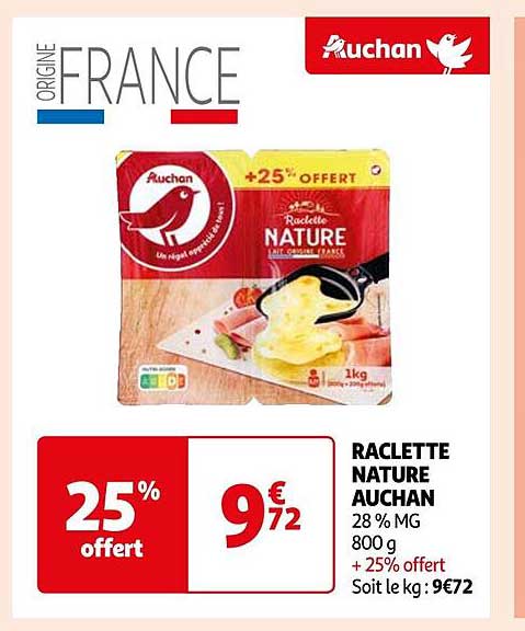 Raclette Nature Auchan