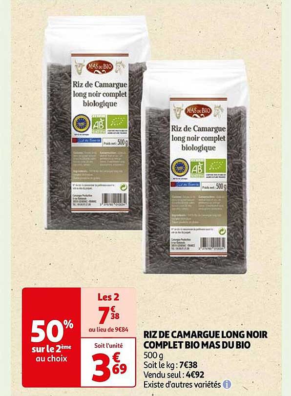 riz de camargue long noir complet bio mas du bio