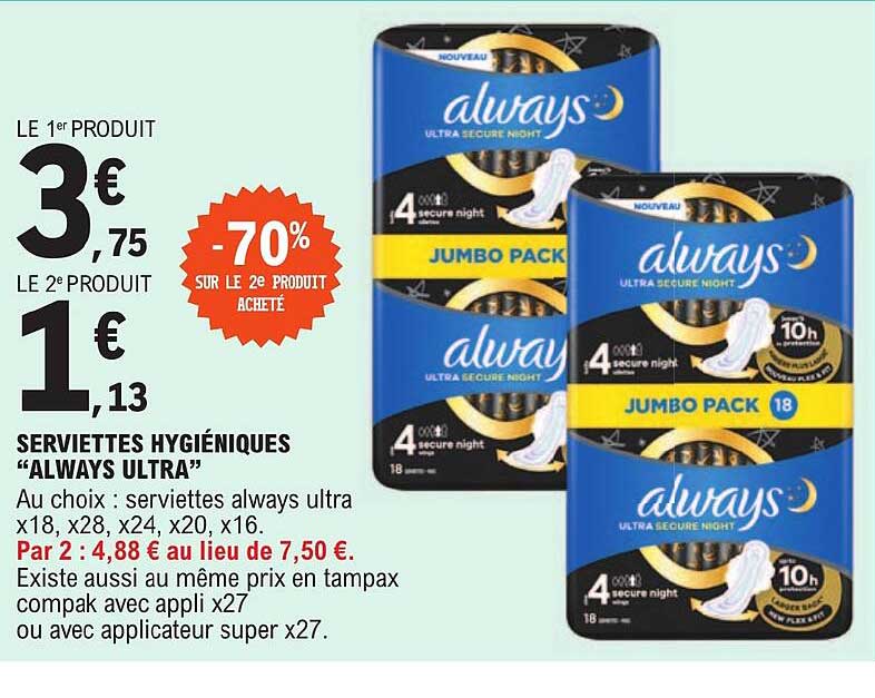 serviettes hygiéniques "always ultra"