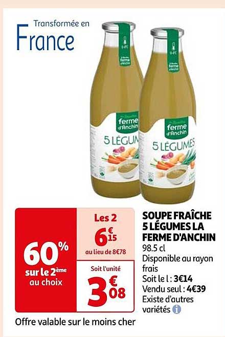 soupe fraîche 5 légumes la  ferme d'anchin