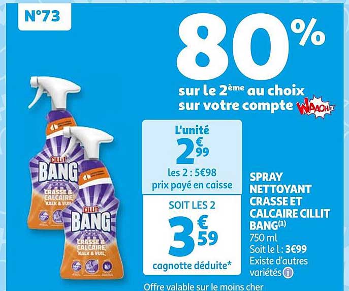 spray nettoyant crasse et calcaire cillit bang