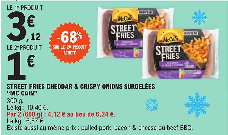 street fries cheddar & crispy onions surgelées "mc cain"