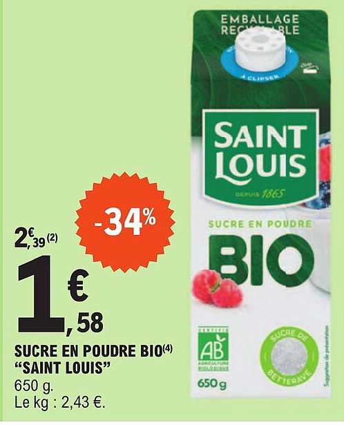 sucre en poudre bio "saint louis"