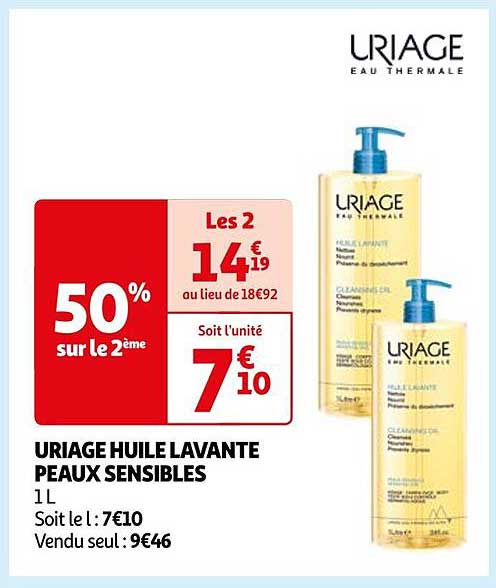 uriage huile lavante peaux sensibles