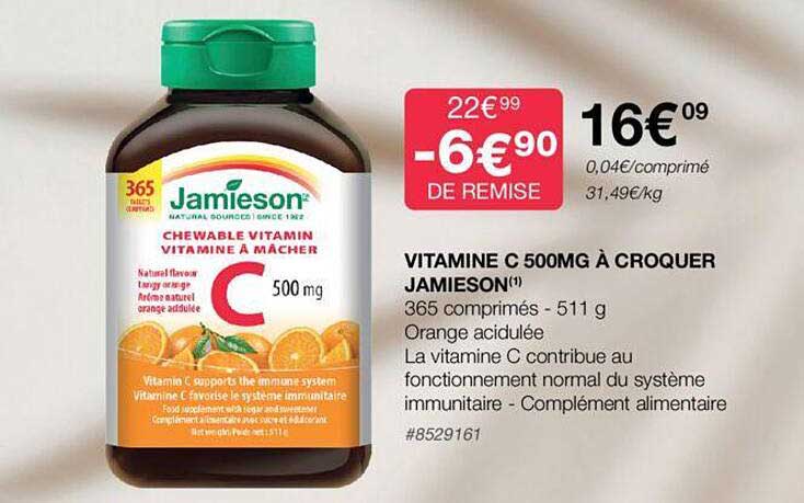 vitamine c 500mg à croquer jamieson
