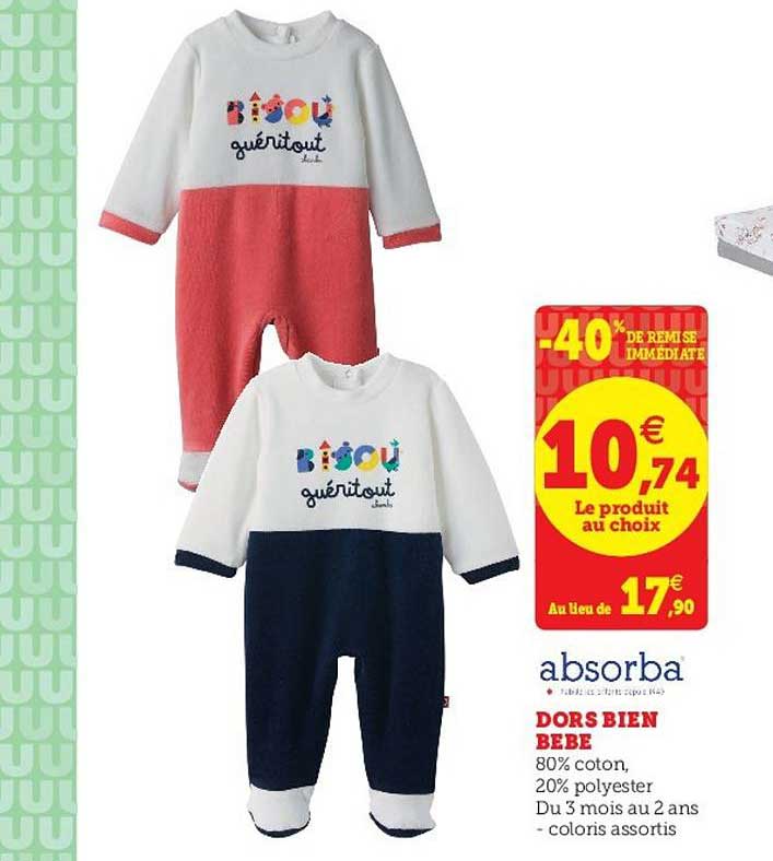 absorba dors bien bébé -40% de remise immédiate
