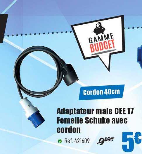 adaptateur male cee 17 femelle schuko avec cordon