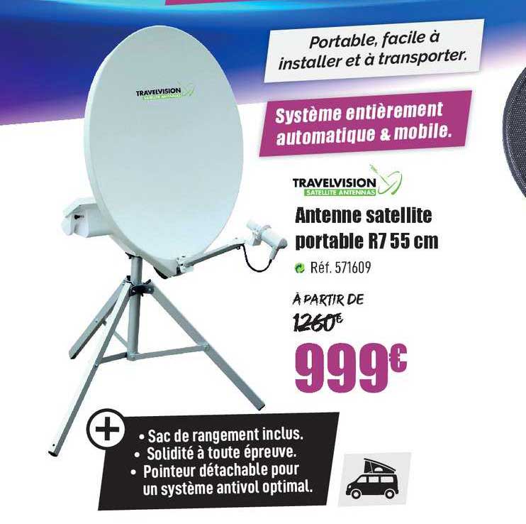 antenne satellite portable r7 55 cm travelvision