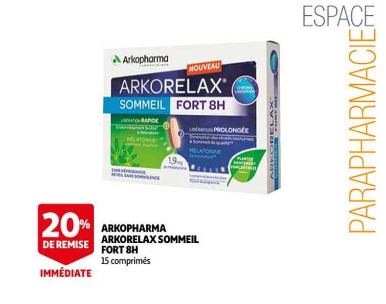 arkopharma arkorelax sommeil fort 8h 20% de remise immédiate