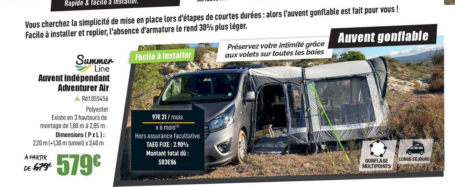 auvent indépendant adventurer air summer line