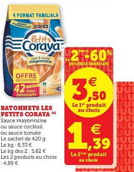 Bâtonnets Les Petits Coraya Le 2ème à -60% En Remise Immédiate