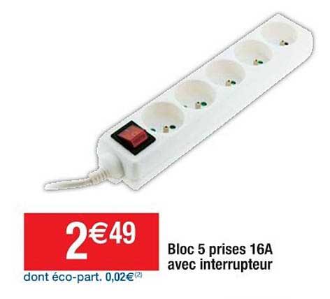 bloc 5 prises 16a avec interrupteur