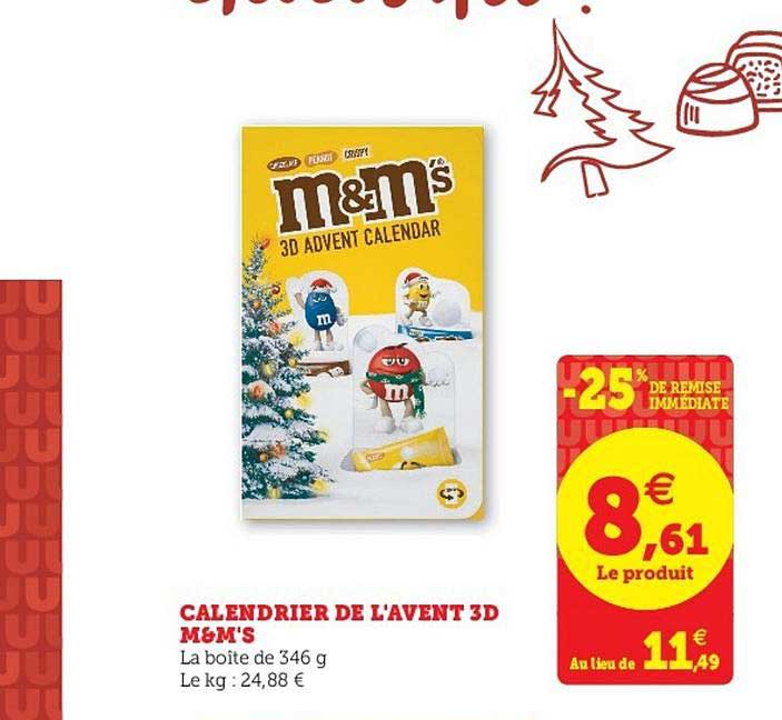 calendrier de l'avent 3d m&m's