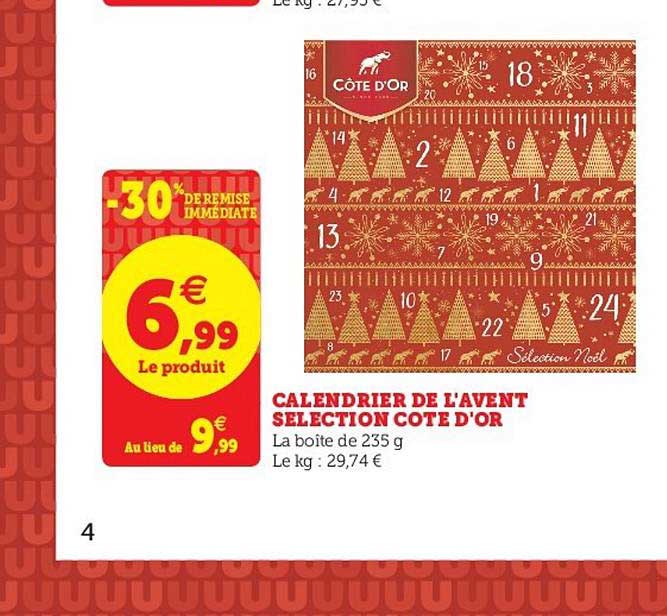 calendrier de l'avent sélection en côte d'or 30% de remise immédiate