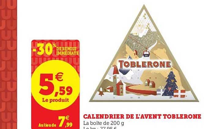 calendrier de l'avent toblerone 30% de remise immédiate