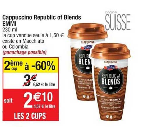 cappuccino republic of blends emmi 2ème cup à -60%