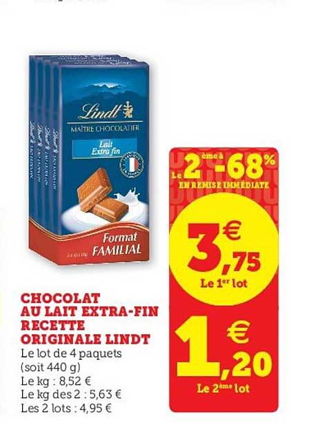 Chocolat Au Lait Extra-fin Recette Original Lindt