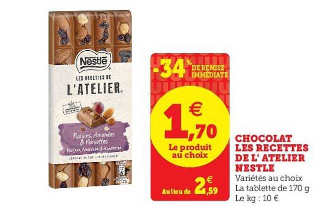 chocolat les recettes de l'atelier nestlé 34% de remise immédiate